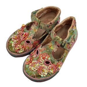 Lelli Kelly Infant Baby Shoes Flower Sequin Sneaker Pink/Wht Sz 24 US 8